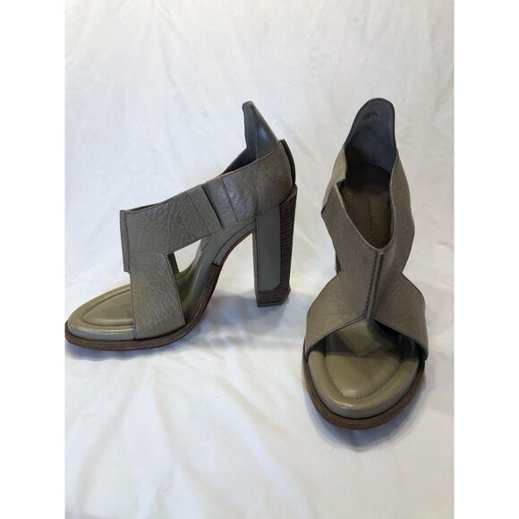 Alexander Wang Sandals w/Wood and Leather Squared Heel, Size 40 - Picture 1 of 10